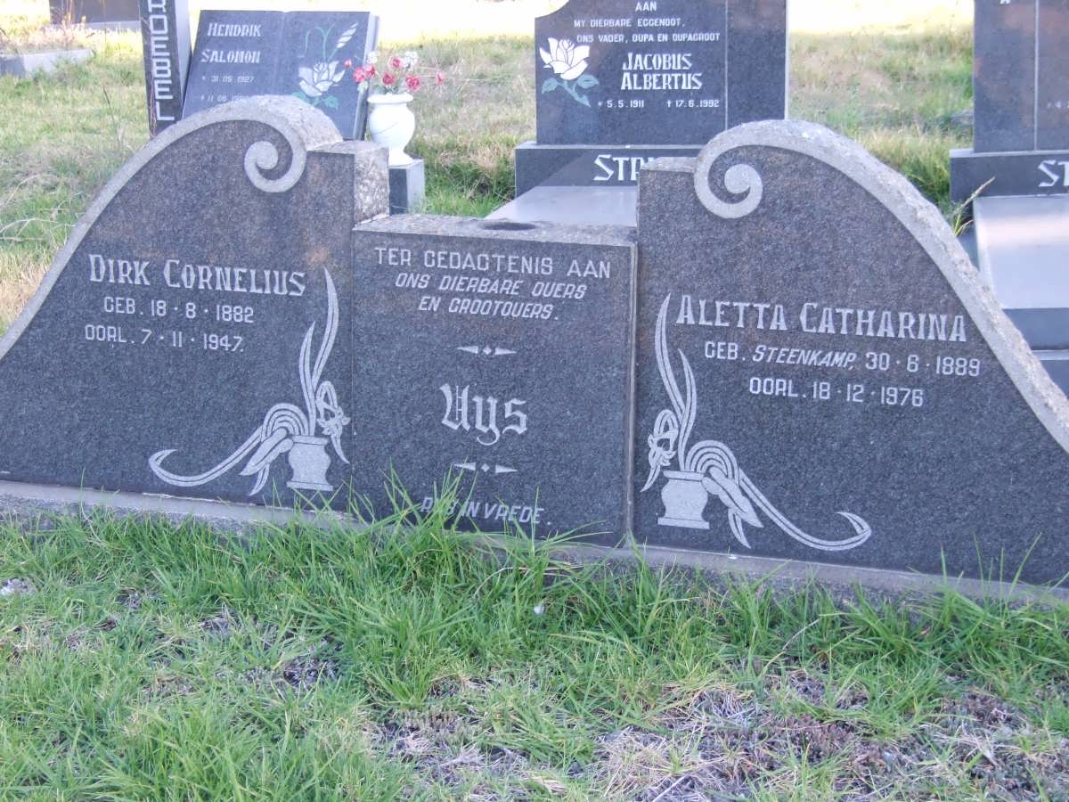 UYS Dirk Cornelius 1882-1947 &amp; Aletta Catharina STEENKAMP 1889-1976