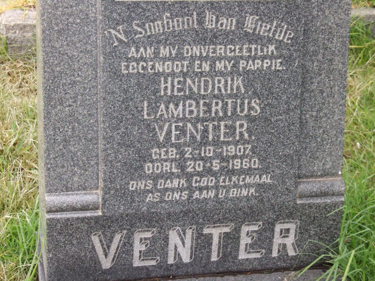 VENTER Hendrik Lambertus 1907-1960