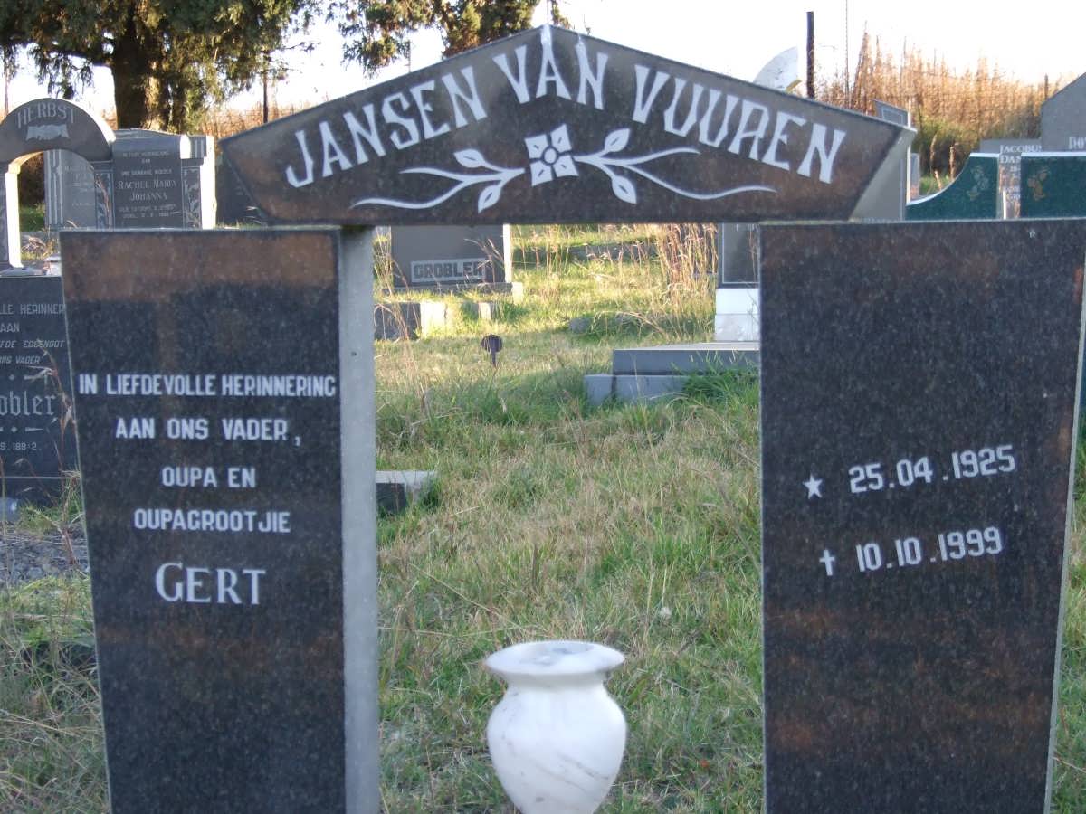VUUREN Gert, Jansen van 1925-1999 &amp; Sannie 1922-1993