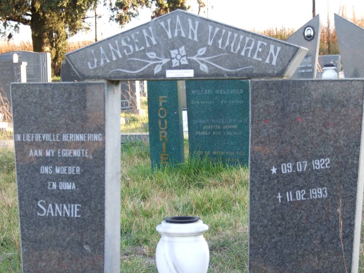 VUUREN Gert, Jansen van 1925-1999 &amp; Sannie 1922-1993