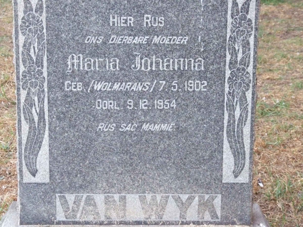 WYK Maria Johanna, van WOLMARANS 1902-1954
