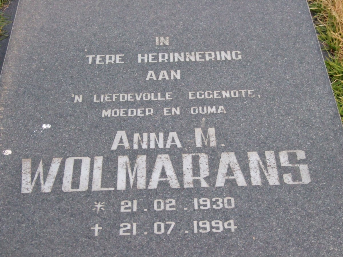 WOLMARANS Anna M. 1930-1994