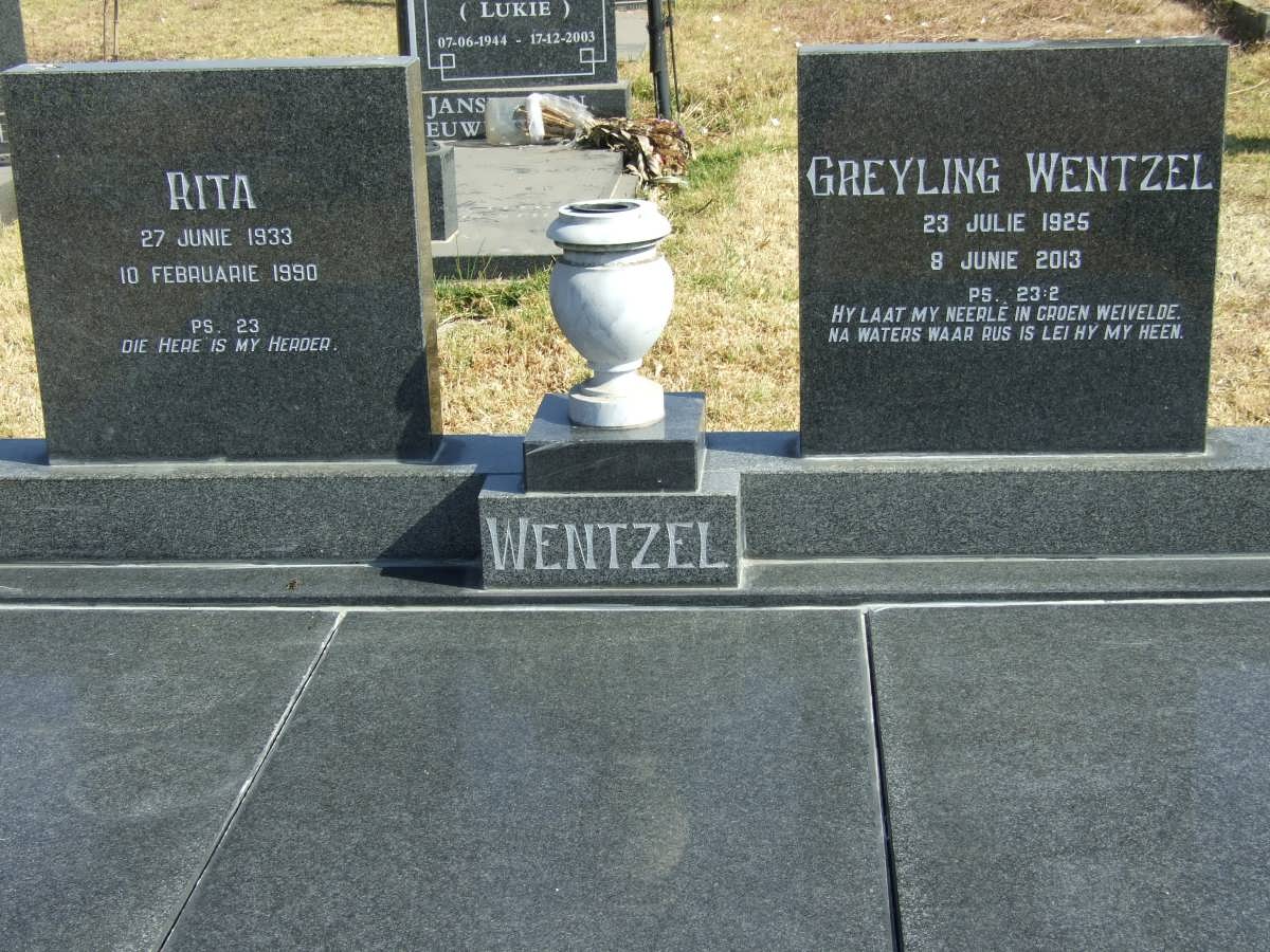 WENTZEL Greyling 1925-2013 &amp; Rita 1933-1990