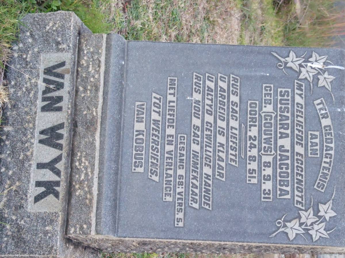 WYK Susara Jacoba nee GOUWS 1931-1951