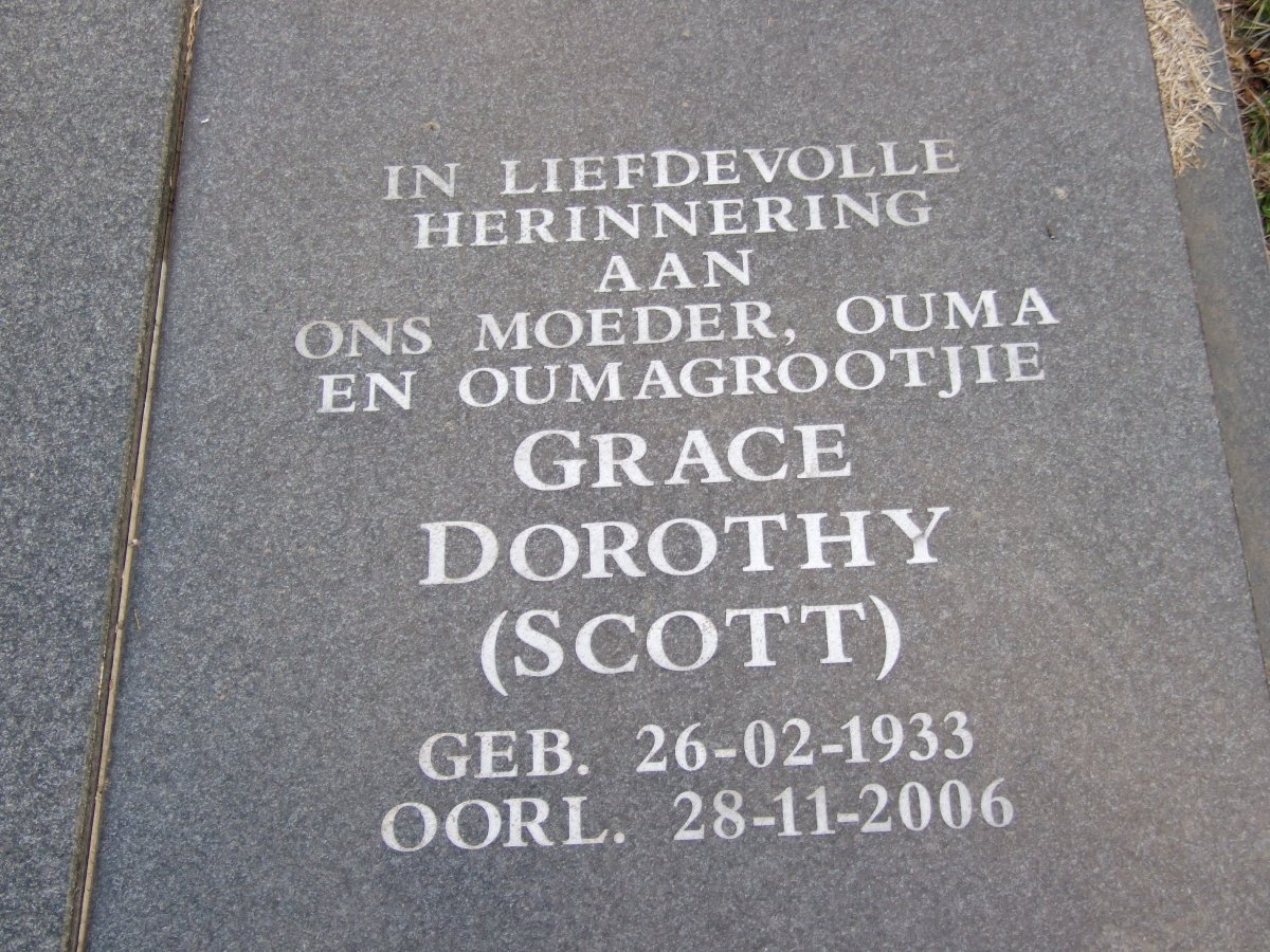 WYNGAARD Jacobus Frederick, van 1928-1986 &amp; Grace Dorothy SCOTT 1933-2006
