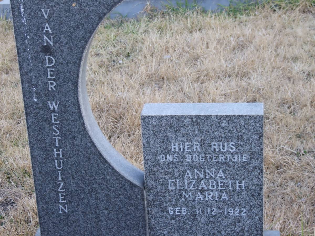 WESTHUIZEN Anna Elizabeth Maria, van der 1922-