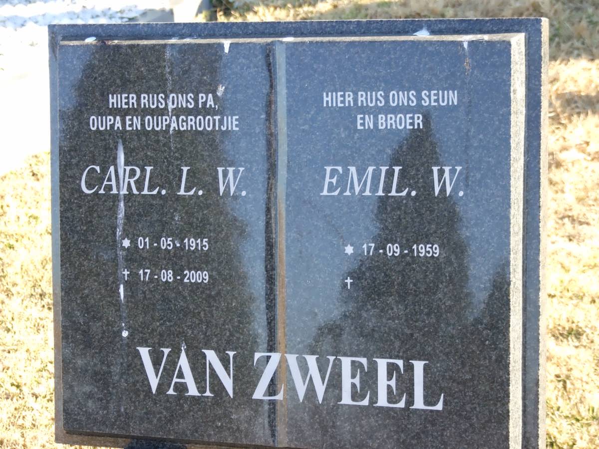 ZWEEL Carl L.W., van 1915-2009 :: VAN ZWEEL Emil W. 1959-