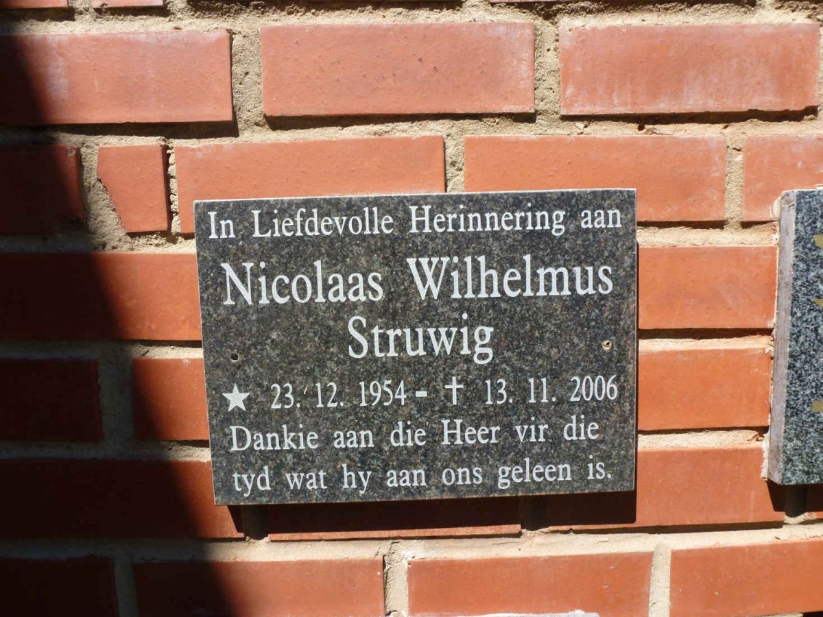 STRUWIG Nicolaas Wilhelmus 1954-2006