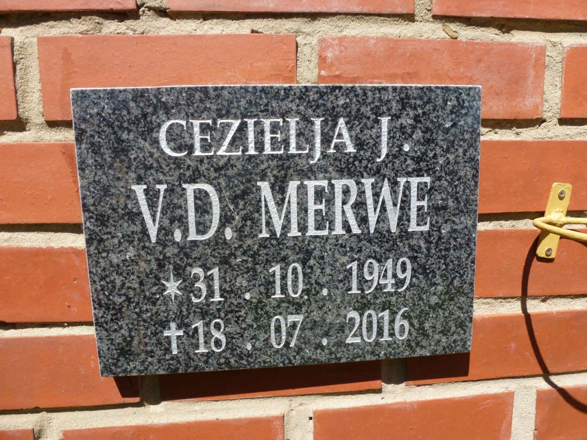 MERWE Cezielja J., v.d. 1949-2016