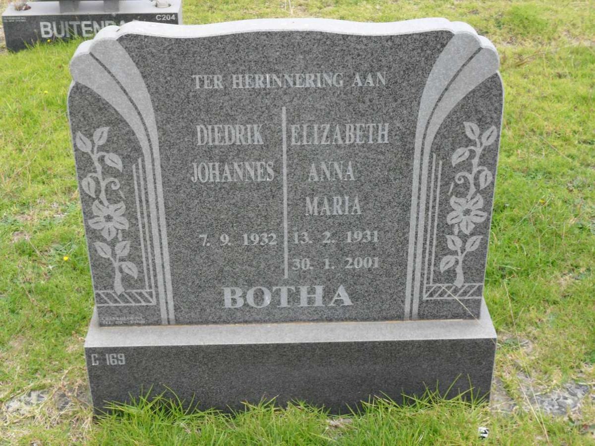 BOTHA Diedrik Johannes 1932- &amp; Elizabeth Anna Maria 1931-2001