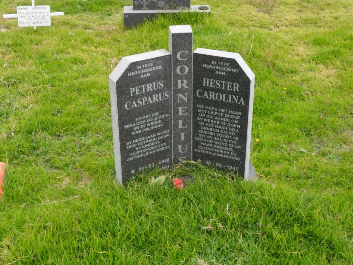 CORNELIUS Petrus Casparus 1946-2001 &amp; Hester Carolina 1948-?