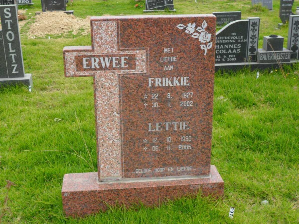 ERWEE Frikkie 1927-2002 &amp; Lettie 1930-2005