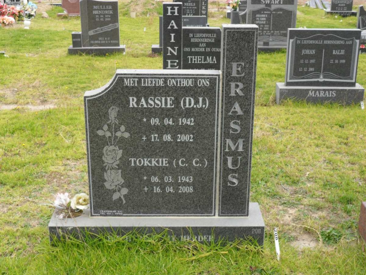 ERASMUS D.J. 1942-2002 &amp; C.C. 1943-2008