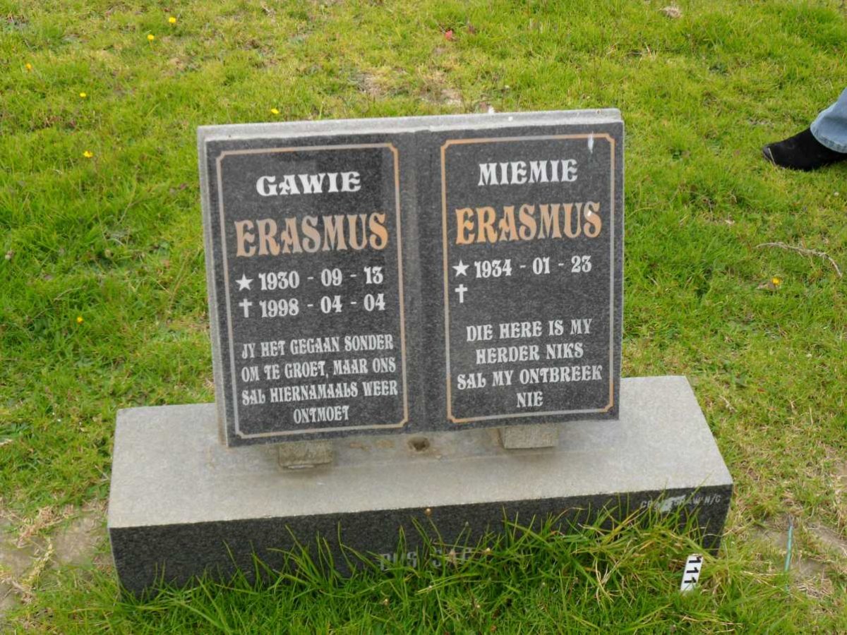 ERASMUS Gawie 1930-1998 &amp; Miemie 1934-