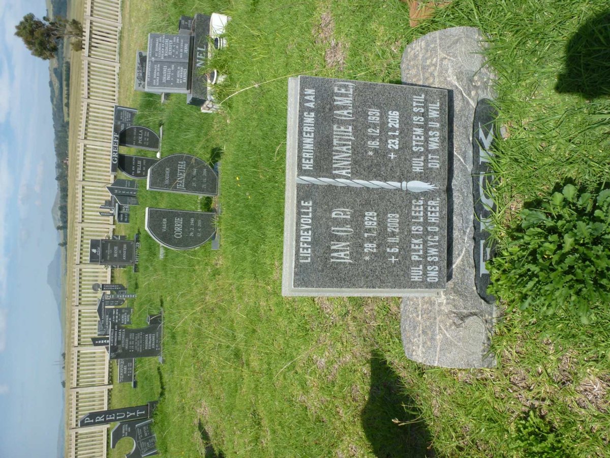 FICK Jan J.P 1928-2009 &amp; Annatjie A.M.E. 1991-2016