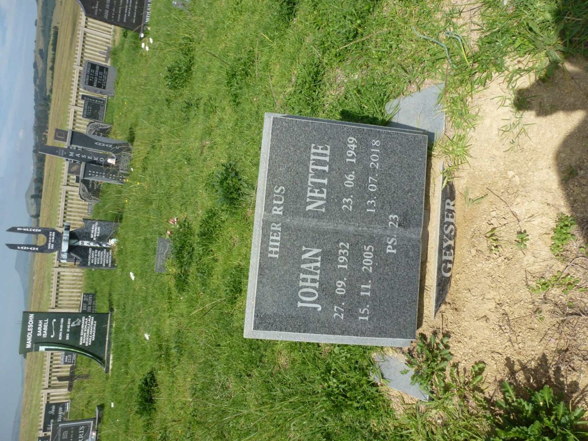 GEYSER Johan 1932-2005 &amp; Nettie 1949-2018