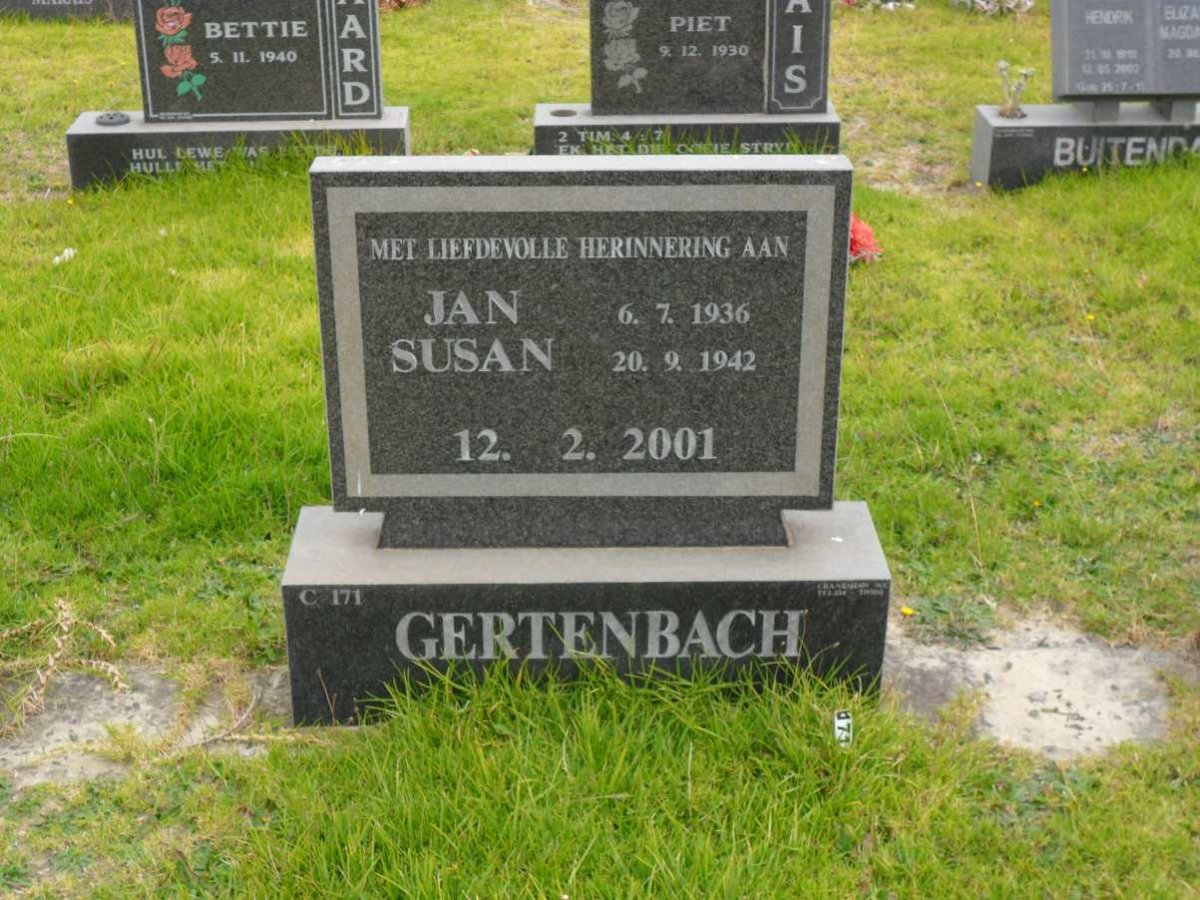 GERTENBACH Jan 1936-2001 &amp; Susan 1942-2001