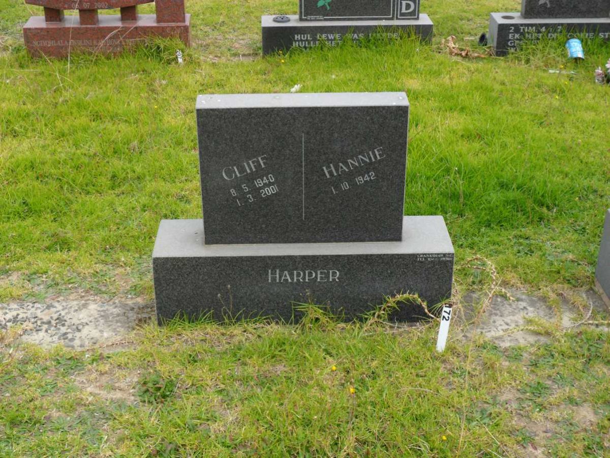 HARPER Cliff 1940-2001 &amp; Hannie 1942-