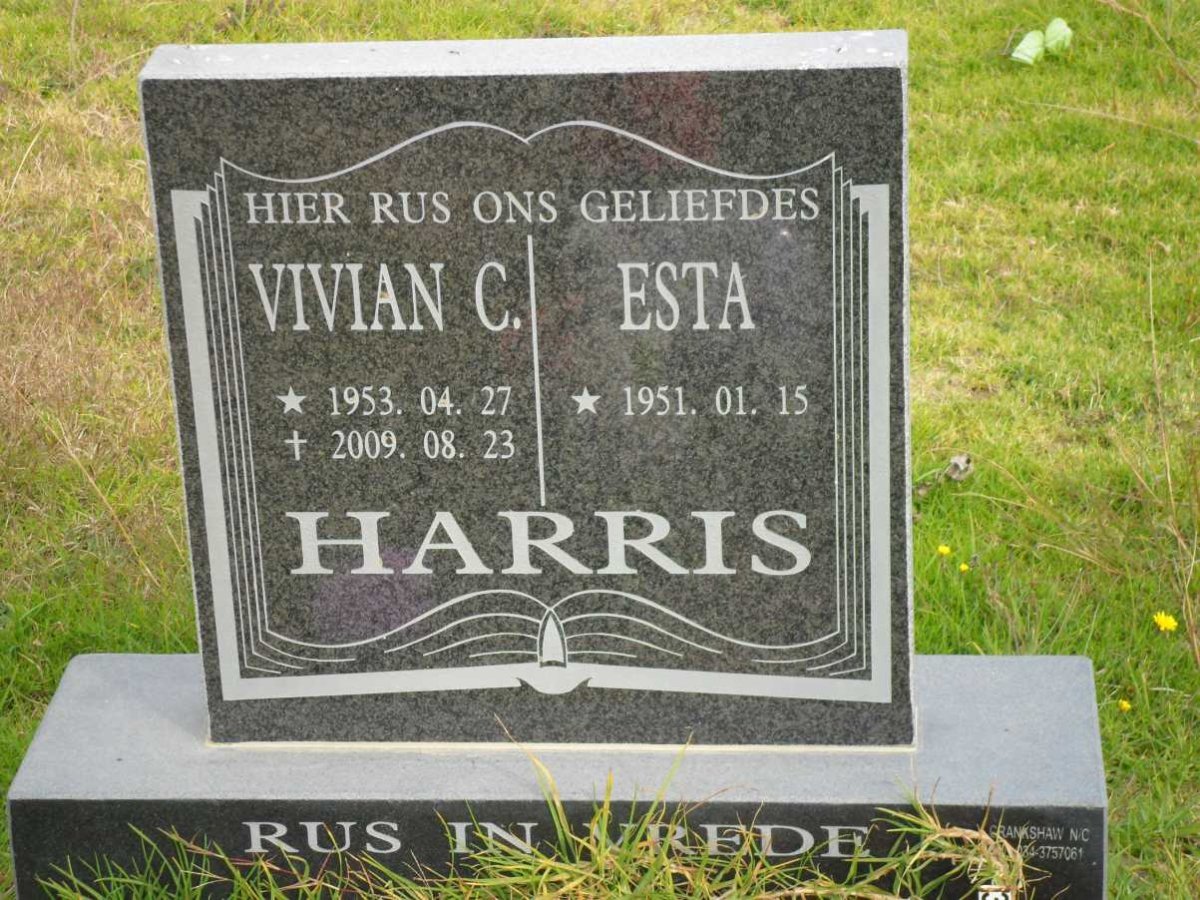 HARRIS Esta 1951- &amp; Vivian C. 1953-2009