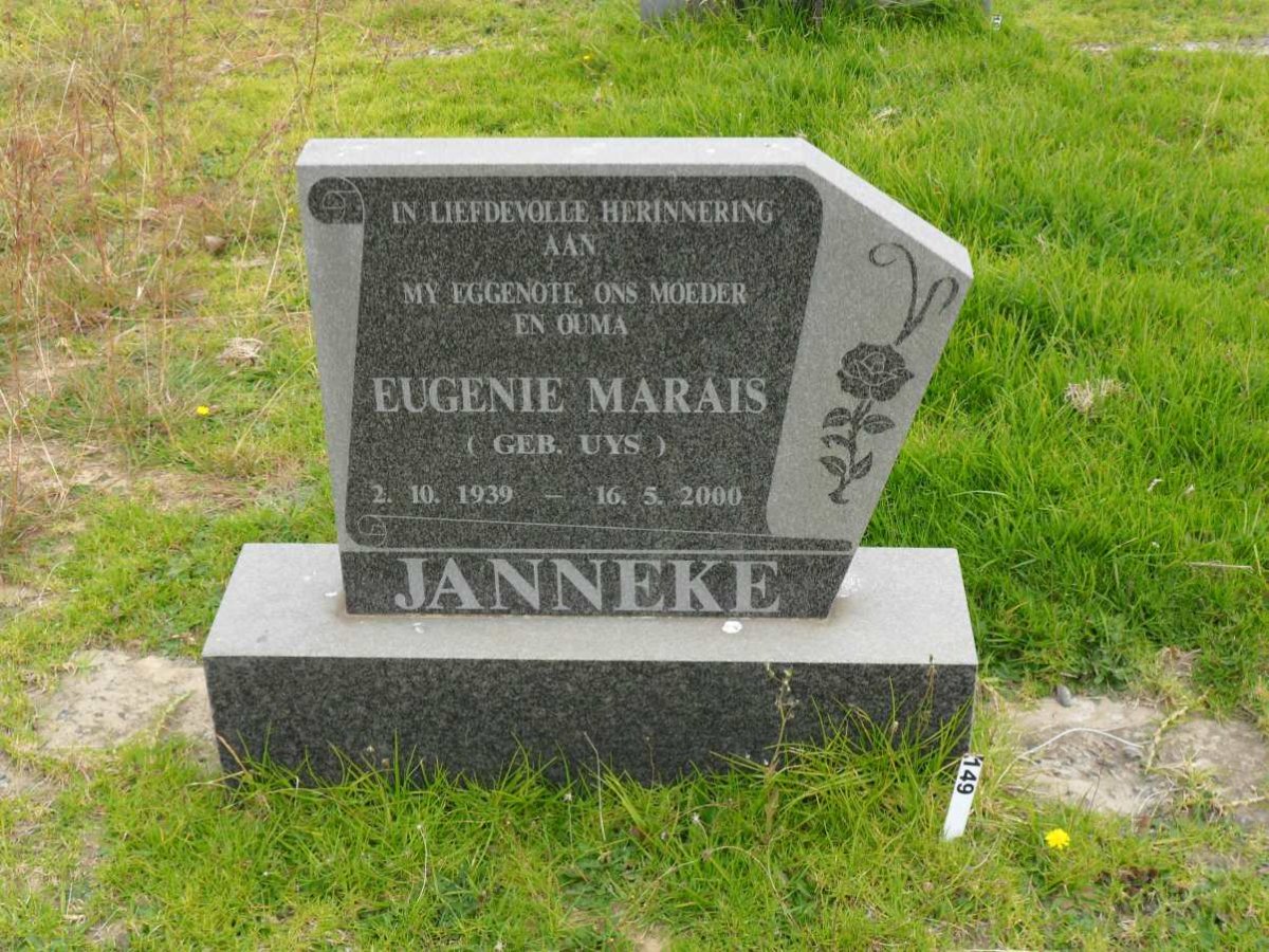 JANNEKE Eugenie Marais nee UYS 1939-2000