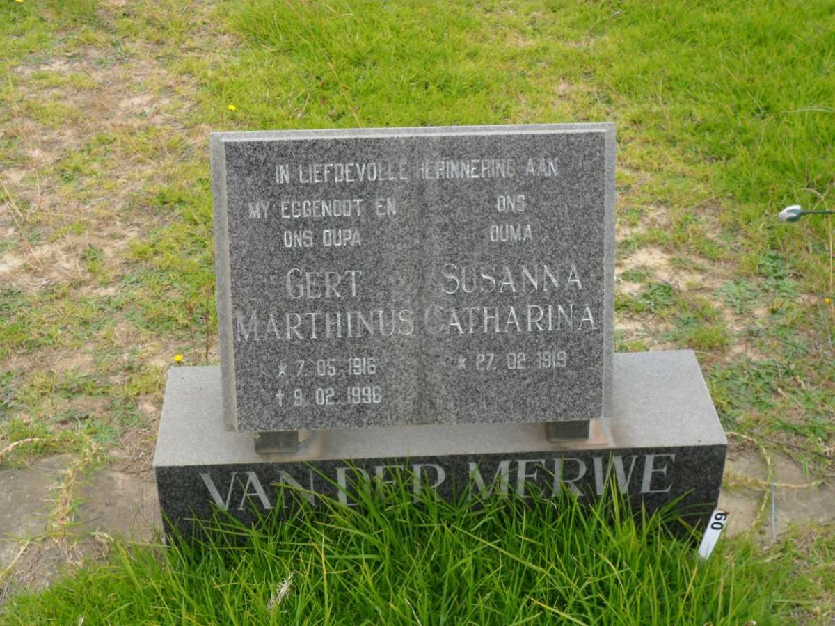 MERWE Gert Marthinus, van der 1916-1996 &amp; Susanna Catharina 1919-