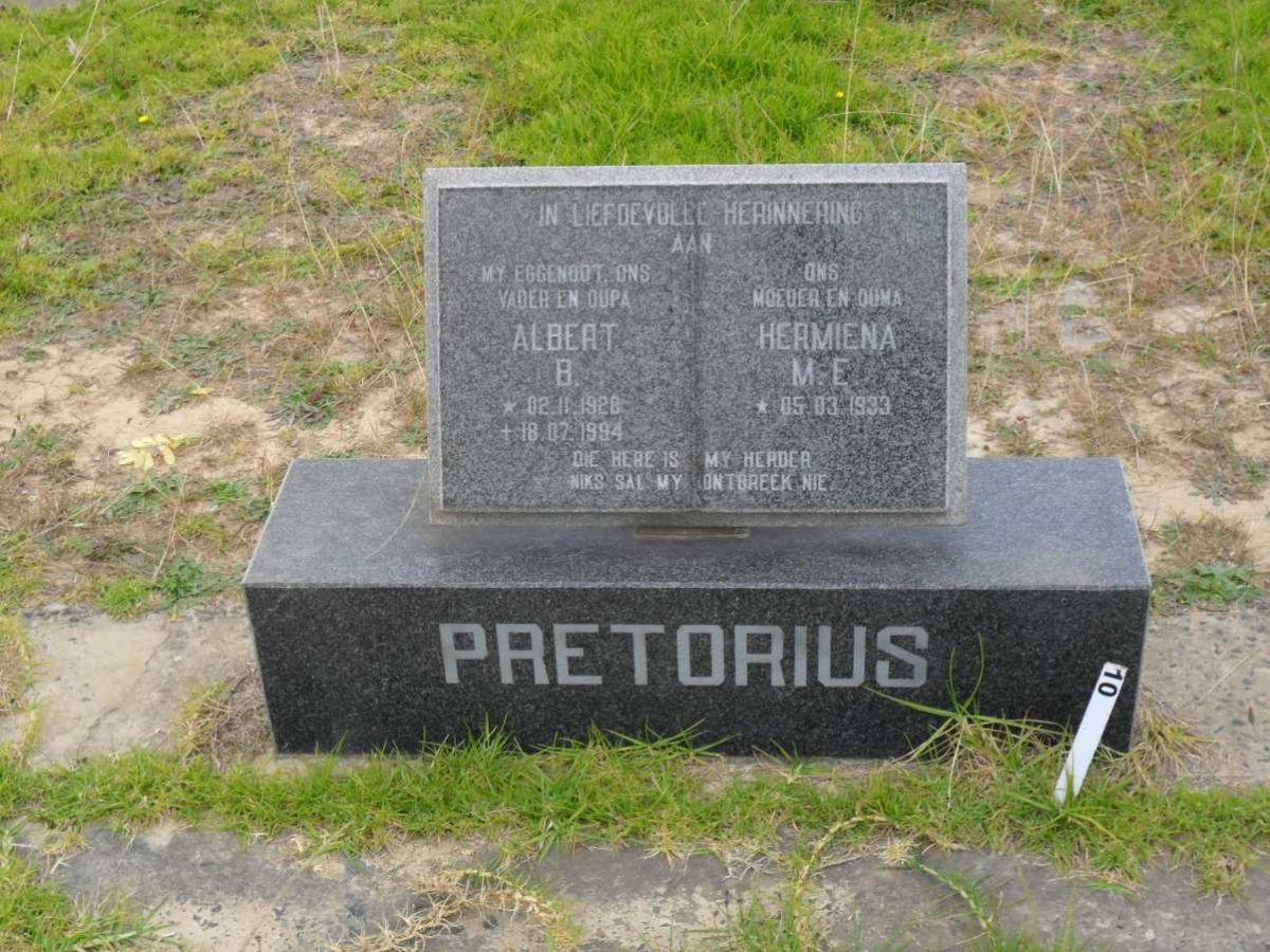 PRETORIUS Albert B. 1928-1994 &amp; Hermiena M.E. 1933-
