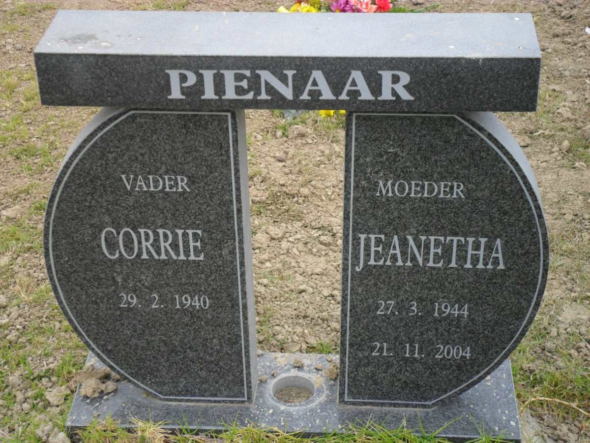 PIENAAR Corrie 1940- &amp; Jeanetha 1944-2004