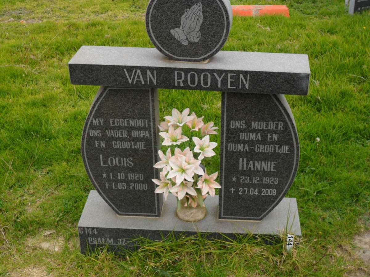ROOYEN Louis, van 1920-2000 &amp; Hannie 1923-2008