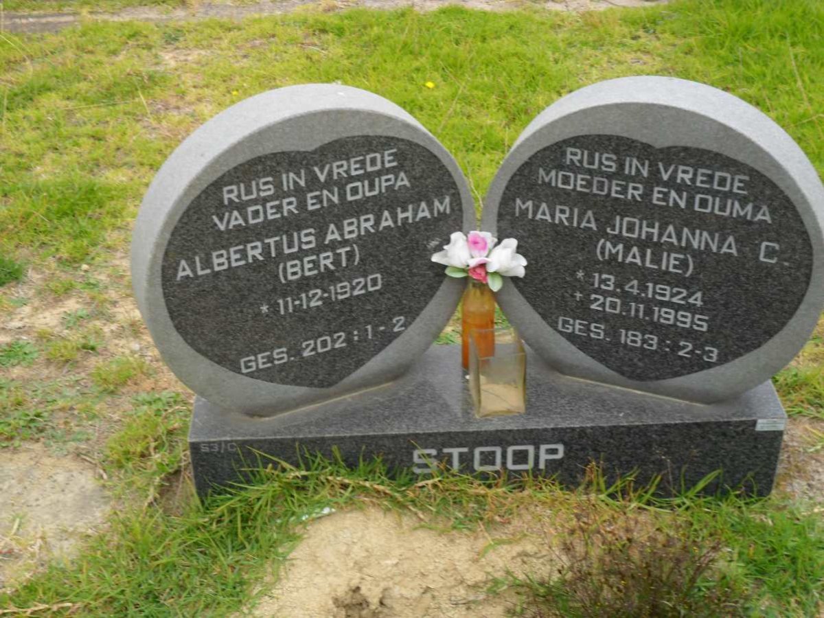 STOOP Albertus Abraham 1920- &amp; Maria Johanna C. 1924-1995