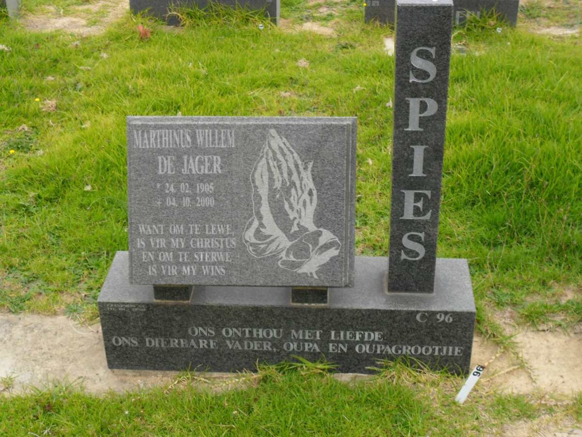 SPIES Marthinus Willem De Jager 1905-2000