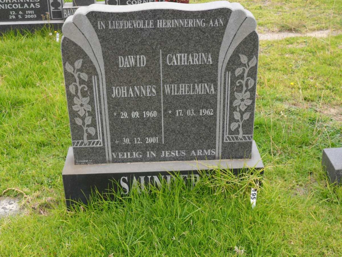 SAUNDERS Dawid Johannes 1960-2001 &amp; Catharina Wilhelmina 1962-