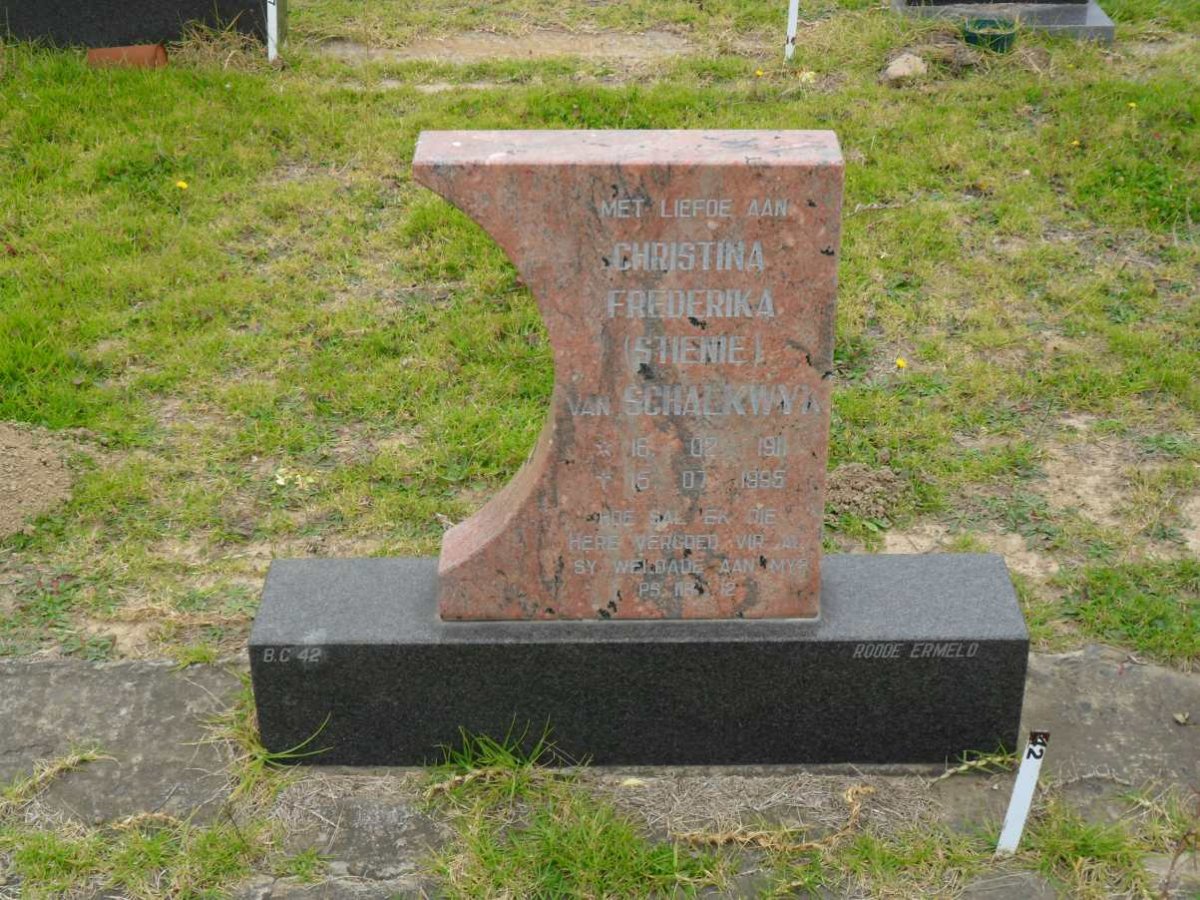 SCHALKWYK Christina Frederika, van 1911-1995