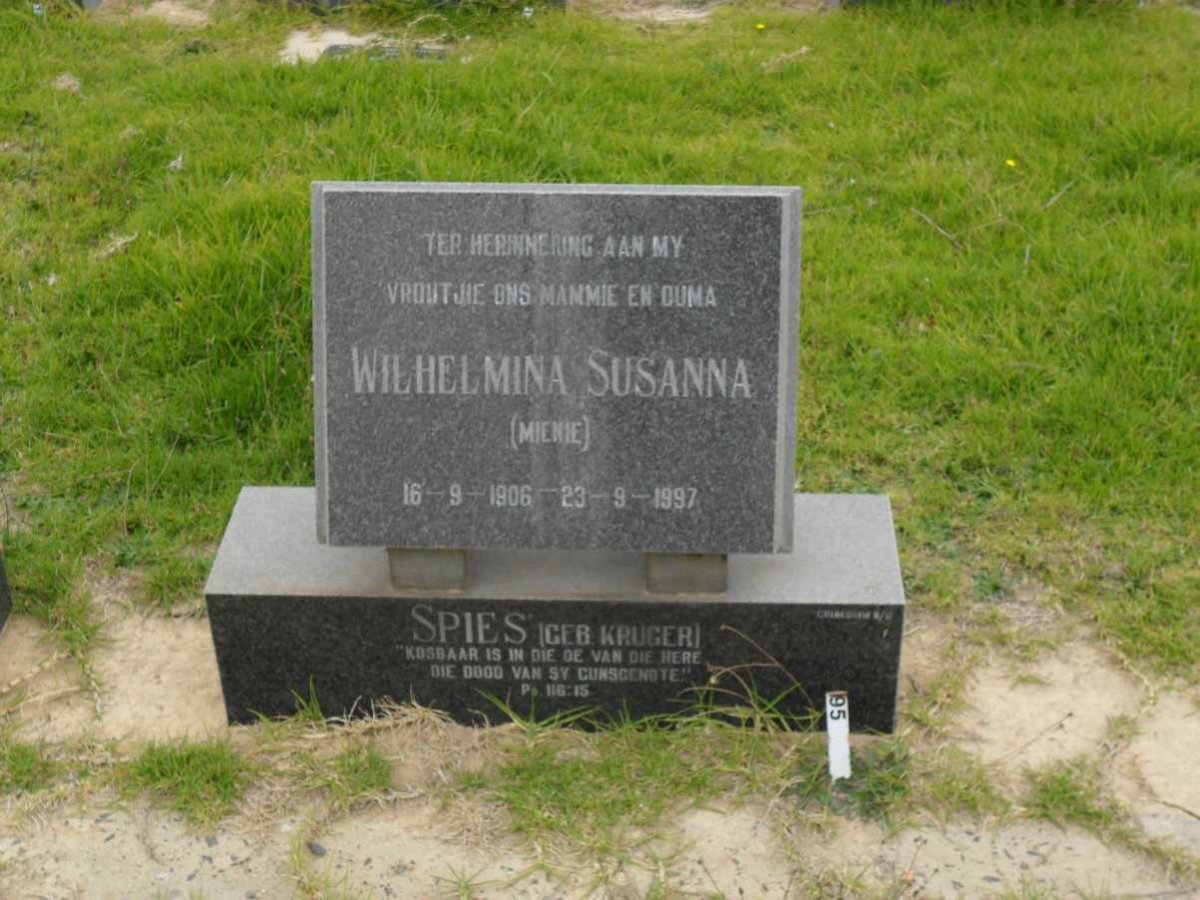 SPIES Wilhelmina Susanna nee KRUGER 1906-1997