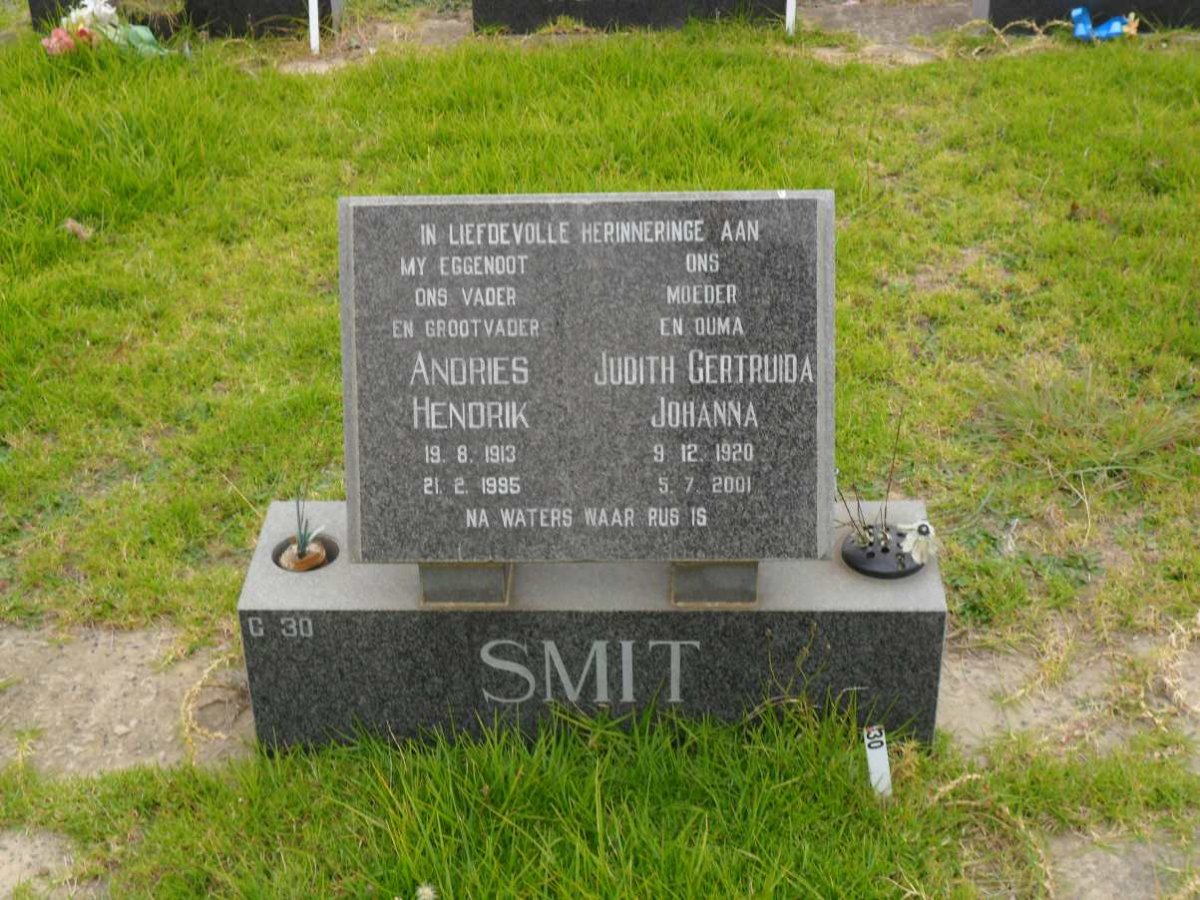 SMIT Andries Hendrik 1913-1995 &amp; Judith Gertruida Johanna 1920-2001