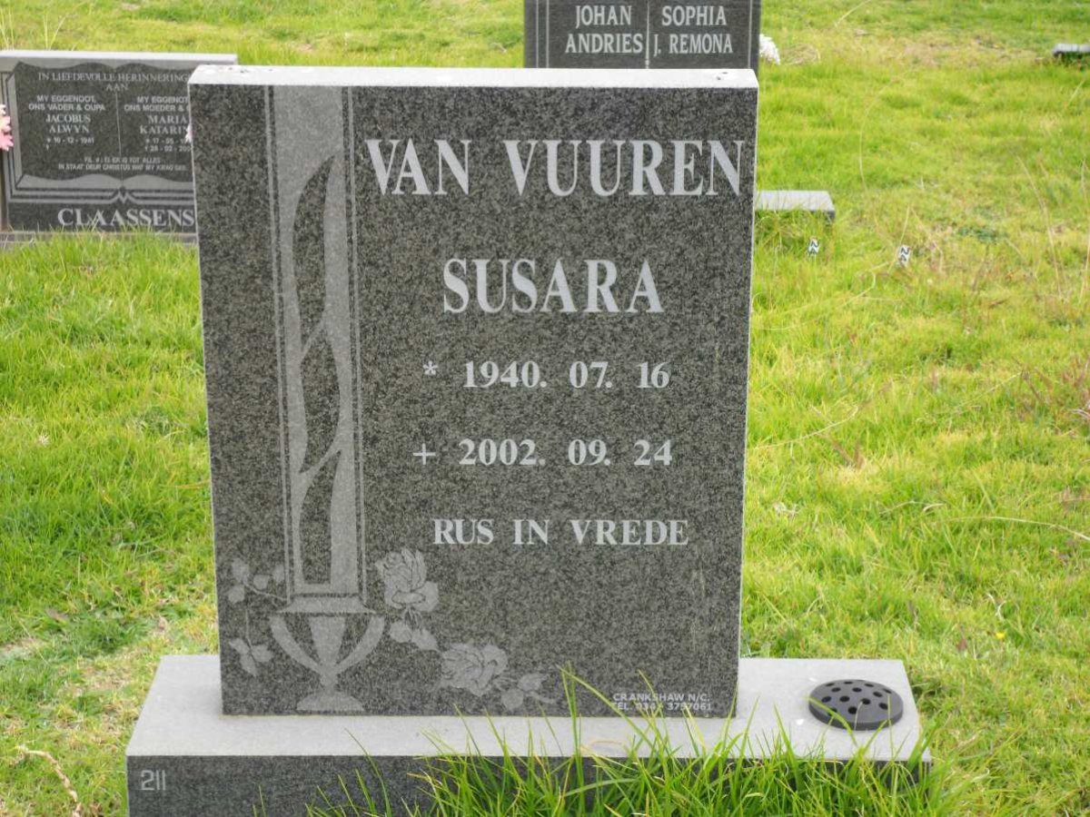 VUUREN Susara, van 1940-2002