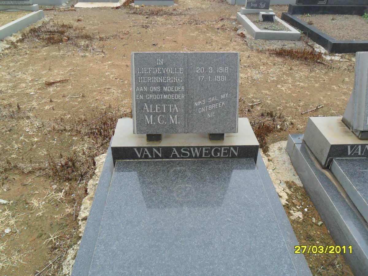 ASWEGEN Aletta M.C.M., van 1918-1981