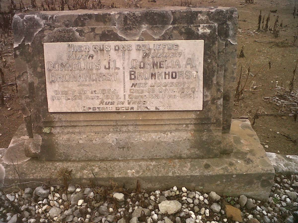 BRONKHORST Cornelius J.L. 1852-1937 &amp; Cornelia A. JOUBERT 1870-1921