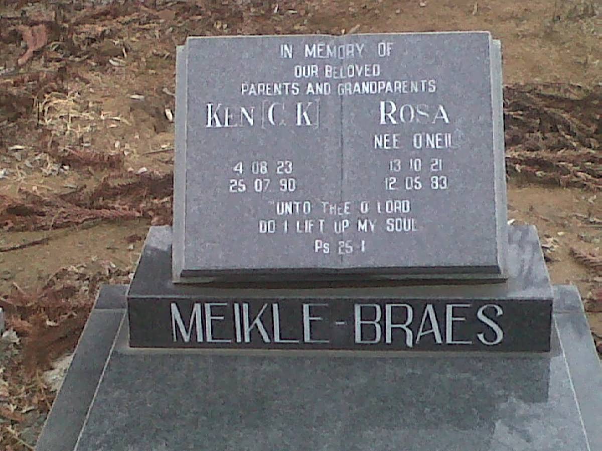 BRAES C.K., Meikle 1923-1990 &amp; Rosa O'NEIL 1921-1983