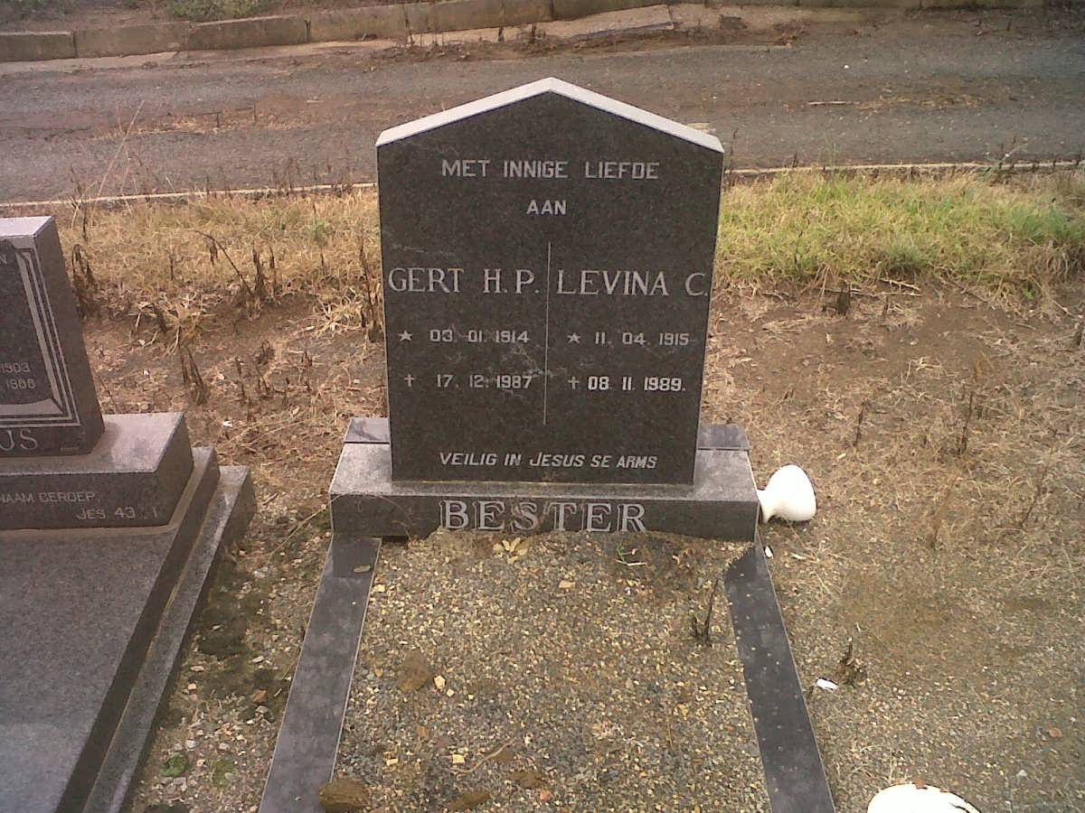 BESTER Gert H.P. 1914-1987 &amp; Levina C. 1915-1989