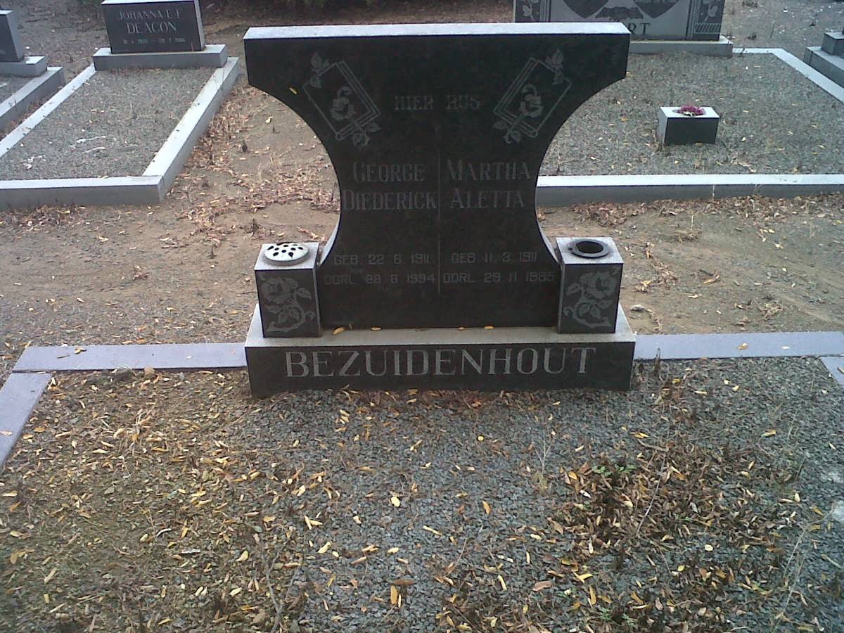 BEZUIDENHOUT George Diederick 1911-1994 &amp; Martha Aletta 1911-1985