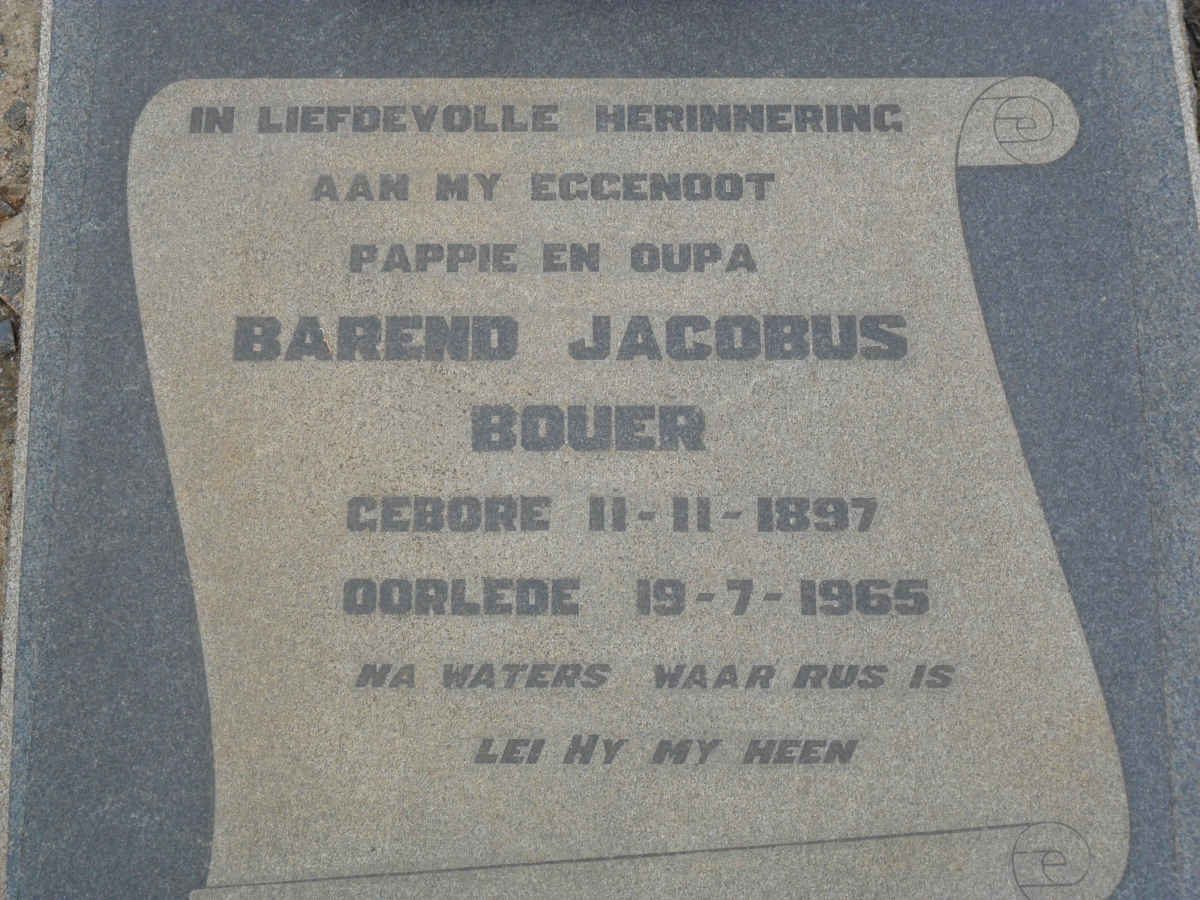 BOUER Barend Jacobus 1897-1965