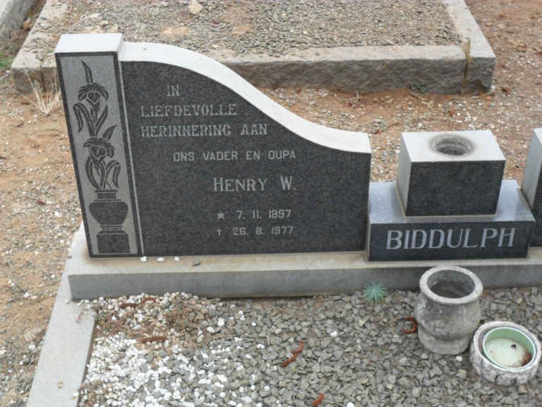 BIDDULPH Henry W. 1897-1977 &amp; Johanna E.F. 1906-1975