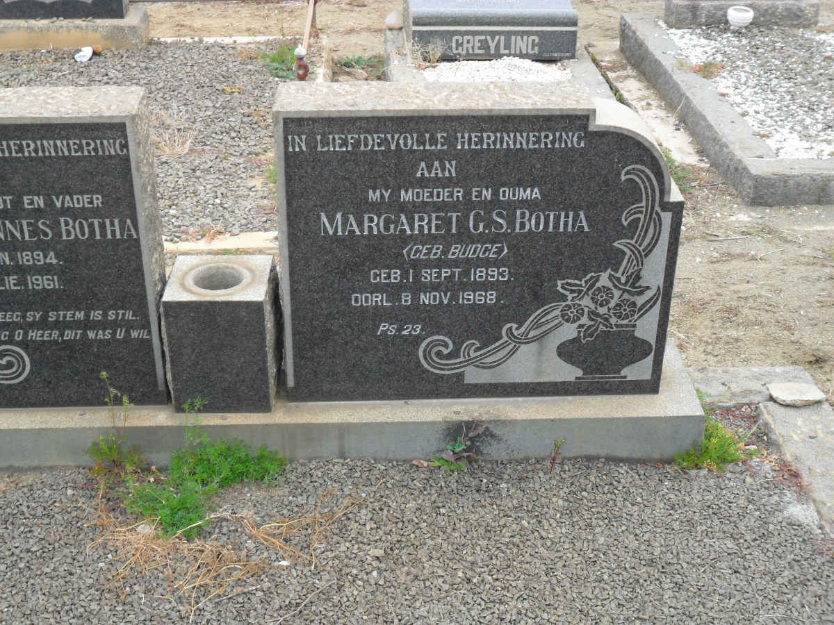 BOTHA Adriaan Johannes 1894-1961 &amp; Margaret G.S. BUDGE 1893-1968