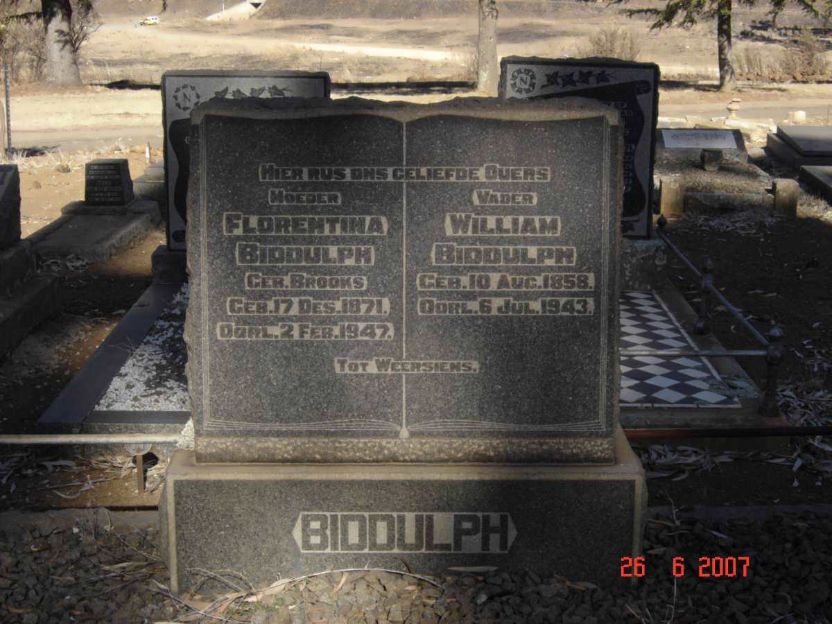 BIDDULPH William 1858-1943 &amp; Florentina BROOKS 1871-1947
