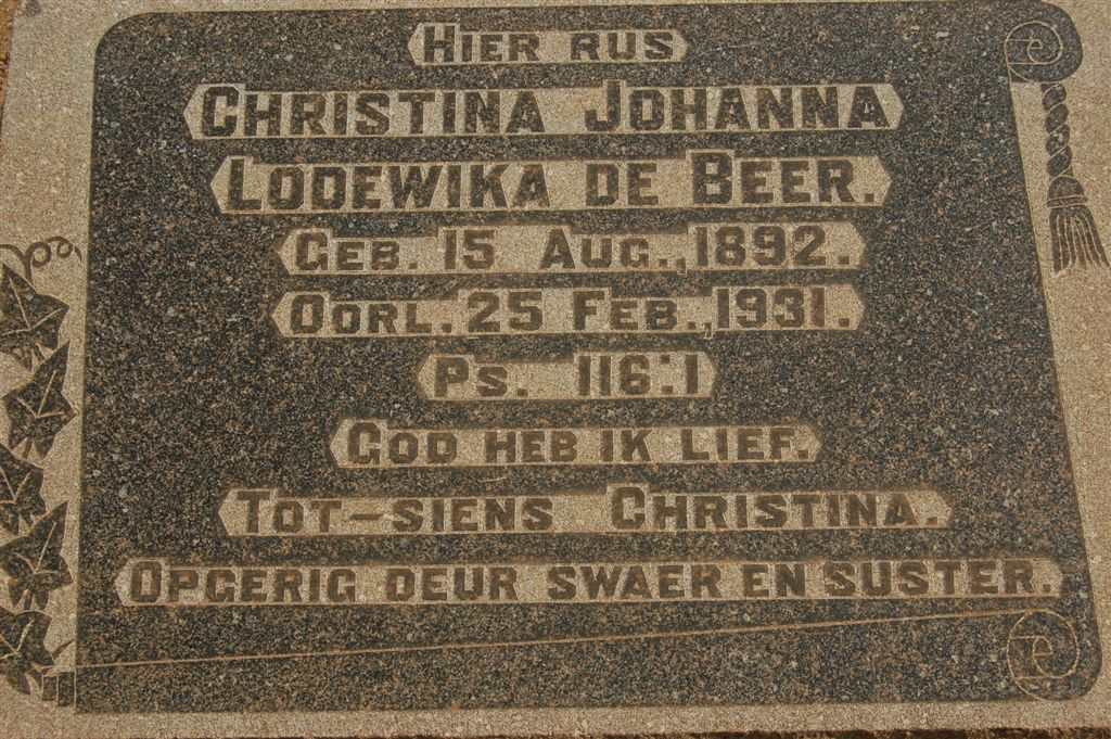 BEER Christina Johanna Lodewika, de 1892-1931