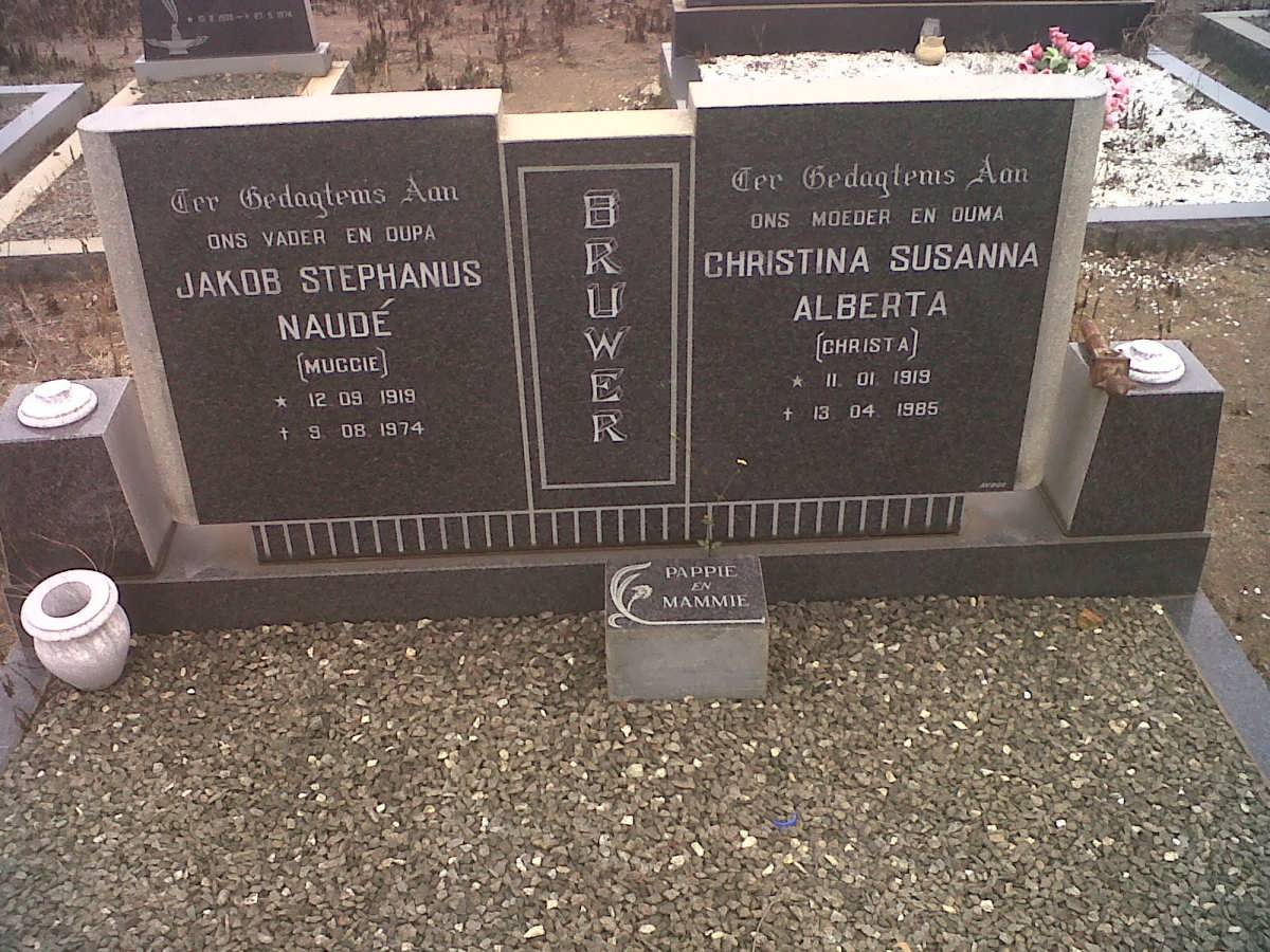BRUWER Jakob Stephanus Naudé 1919-1974 &amp; Christina Susanna Alberta 1919-1985
