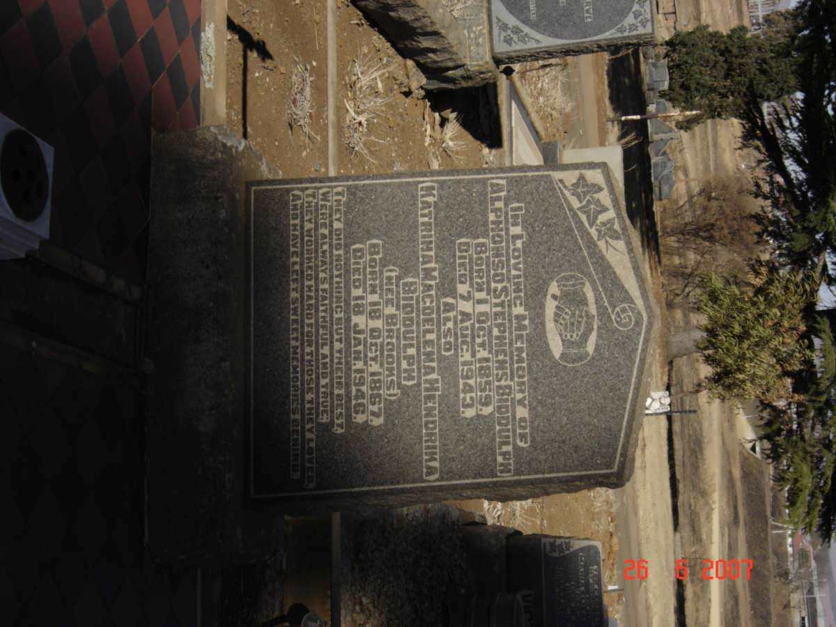 BIDDULPH Alphonso Stephens 1859-1943 &amp; Katrina Magdelena Hendrika BROOKS 1867-1946