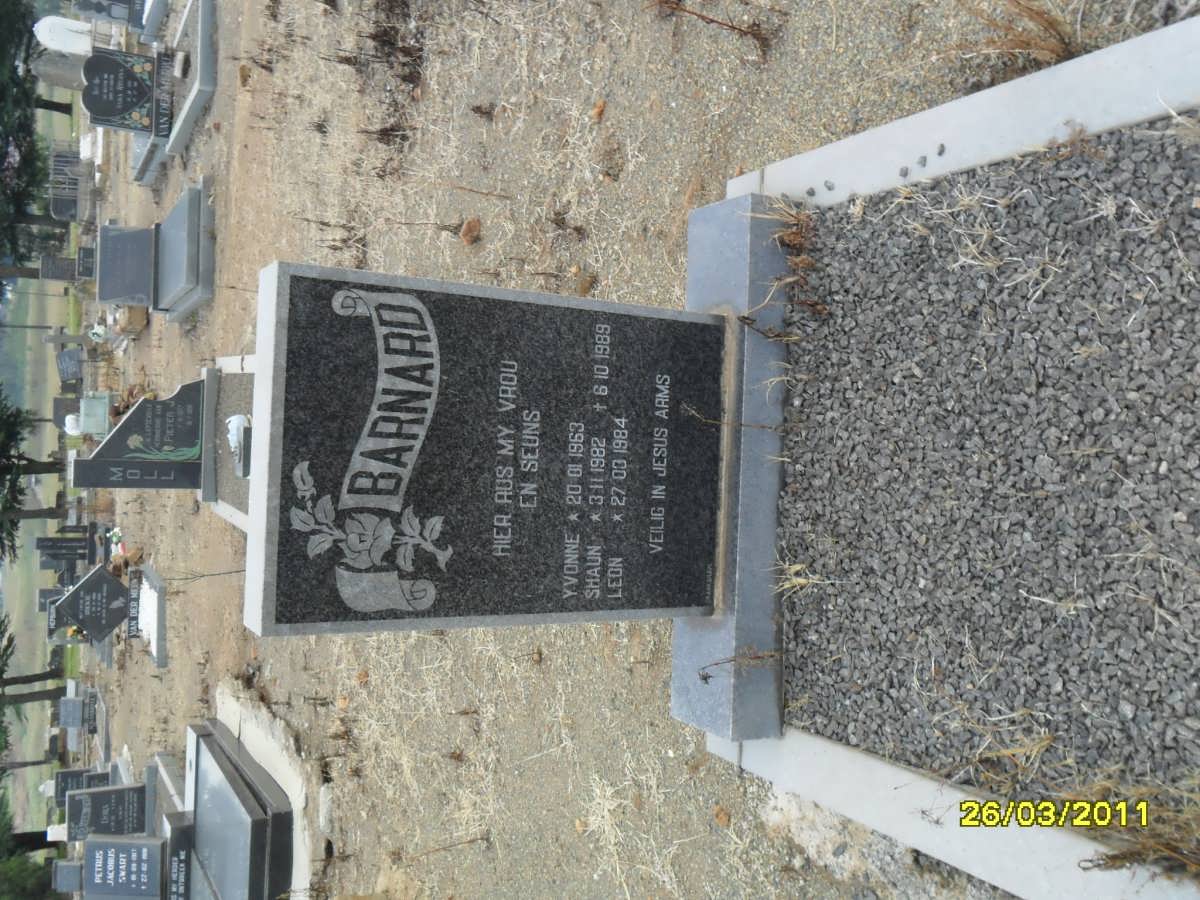 BARNARD Yvonne 1963-1989 :: BARNARD Shaun 1982-1989 :: BARNARD Leon 1984-1989