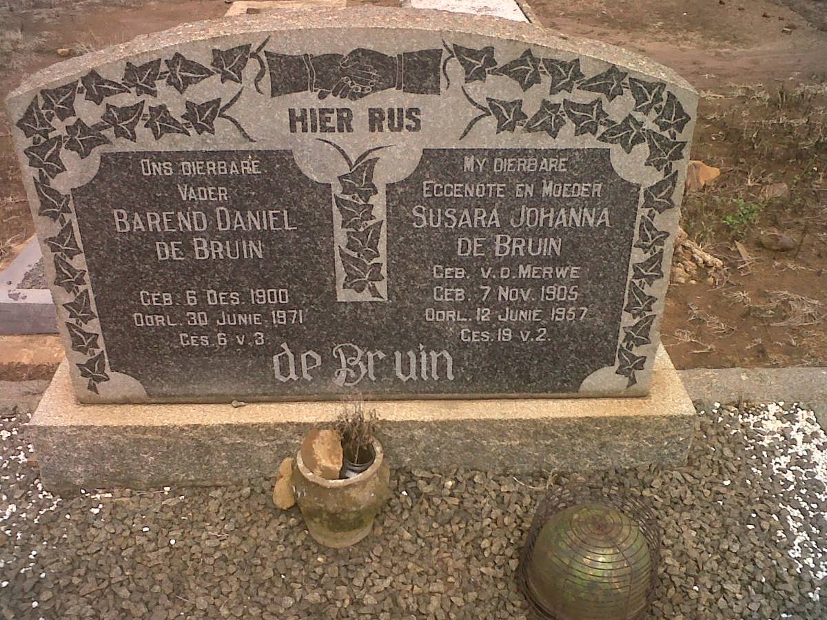BRUIN Barend Daniel, de 1900-1971 &amp; Susara Johanna v.d. MERWE 1905-1957