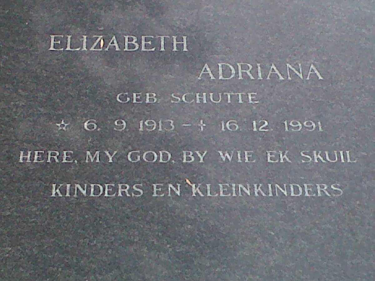 BARRY Elizabeth Adriana nee SCHUTTE 1913-1991